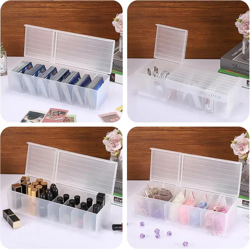 Vista 6 de OwnMy - Caja de almacenamiento de plástico para tarjetas comerciales Plastic Card Organizer Box with Dividers, Plastic Baseball Card Storage Box