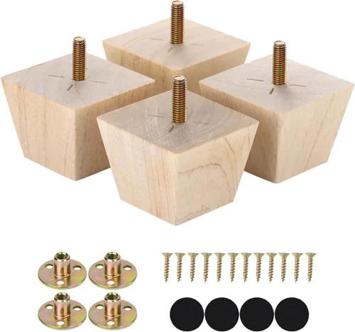 Vista 8 de Michanco Juego de 4 patas cuadradas para sofá de 2 pulgadas, patas de repuesto de madera para sofá otomano, sillón reclinable