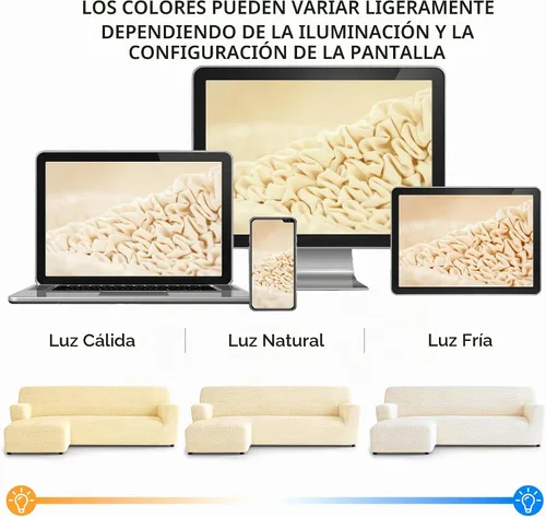 Vista 6 de PAULATO BY GA.I.CO. Funda para sofá seccional - Funda para sofá chaise en forma de L - Fundas lavables para sofá de esquina - Funda elástica de Crema