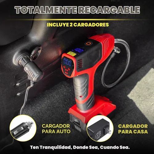 Vista 3 de BULLSEYE PRO - Inflador de neumáticos con manómetro, compacto y portátil, apagado automático, 150 PSI máximo, USB recargable para el hogar y cable