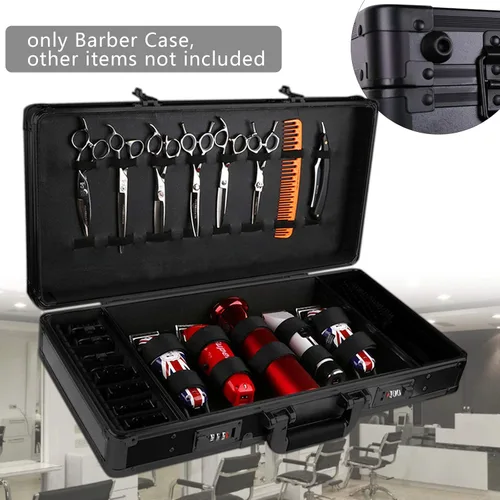 Vista 3 de TFCFL Estuche de peluquero profesional, kit de herramientas de peluquería negra, caja de herramientas portátil para estilista de viajes con Negro MM