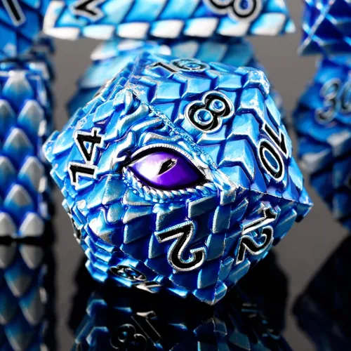 Vista 20 de 1 dado de metal D20 DND – Dados poliédricos gigantes metálicos de 20 caras, dados grandes de 1.378 in de ojo de dragón para juego de mesa