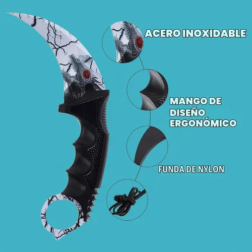 Vista 7 de 2 Piezas Cuchillo Karambit de Hoja Fija, Herramienta Táctica de Acampada, Cuchillo de Caza al Aire Libre con Funda y Cordón, Adecuado para Negro