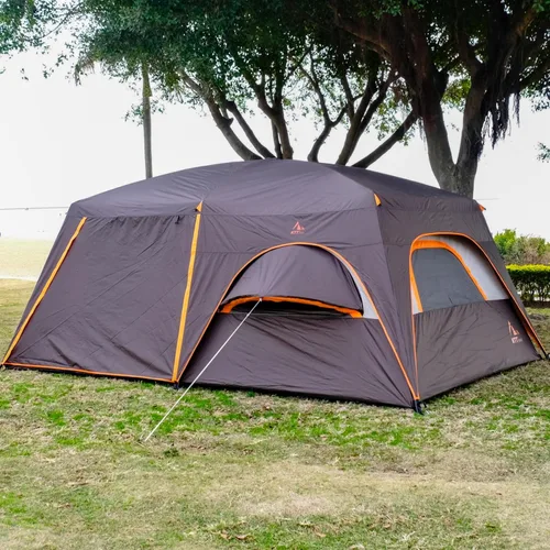 Vista 13 de KTT Extra Large Tent 12-14 Person,Family Cabin Tents,2 Bay-Windows,2 Rooms and 3 Doors 3 Windows with Mesh,Waterproof,Straight Wall,Double Layer,Big