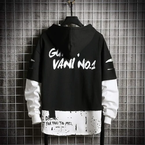 Vista 3 de Sudadera con capucha para hombre con capucha y retazos de moda