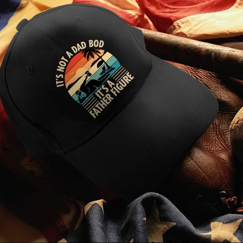 Vista 4 de Gorra de béisbol ajustable de algodón con texto en inglés "It's Not A Dad BOD It's A Father", divertida gorra de camionero negra retro, accesorios