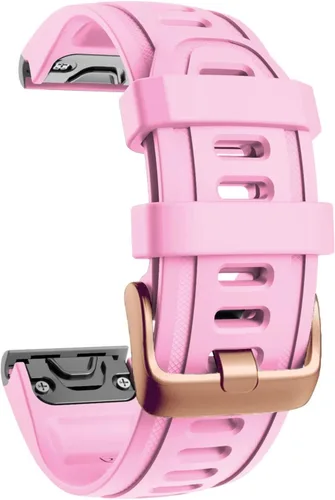 Vista 21 de Correa de reloj de liberación rápida pulsera de silicona para Garmin Fenix 5S 5X 5Plus 6S 6X 6 Pro oro rosa hebilla pulsera deportiva