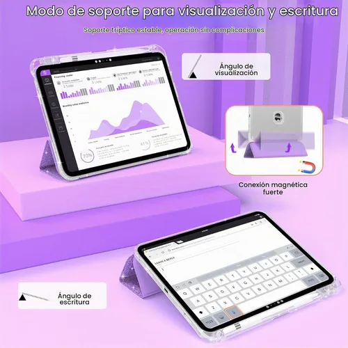 Vista 6 de Estuche para iPad de 10.ª generación de 10.9 pulgadas (2022), iPad (A16) de 11.ª generación de 11 pulgadas (2025) - con soporte para lápices Purpura