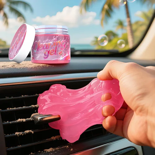 Vista 11 de ASFSKY Gel de limpieza de coche (verde, magnolia), masilla de limpieza universal de polvo, limpiador de interior de coche, removedor de polvo