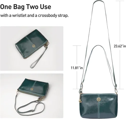 Vista 5 de BISON DENIM Cartera de cuero con diseño de girasol para mujer