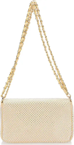 Vista 3 de Dexmay - Bolso clásico de cristal con solapa para fiesta, bolso de mano con diamantes de imitación