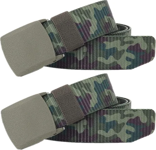 Vista 10 de Cinturón para hombre, cinturón táctico militar de nailon con hebilla sin metal, paquete de 2