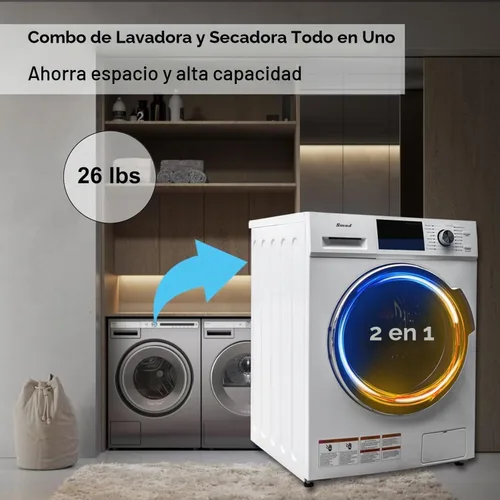 Vista 3 de Smad Combinación de lavadora y secadora todo en uno, 2.7 pies cúbicos de carga frontal sin ventilación en una lavadora de 26 libras, 16 ciclos, 24