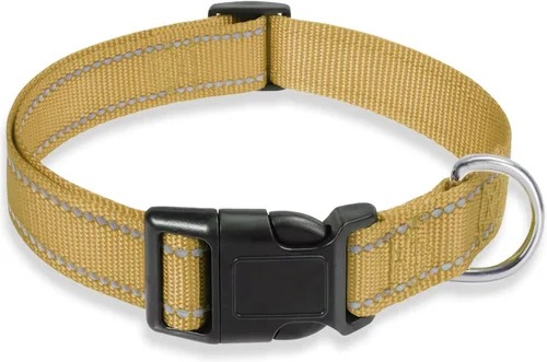 Vista 14 de Collar reflectante para perros con hebilla, collares de nailon ajustables de seguridad para perros pequeños, medianos y grandes, color negro XXS
