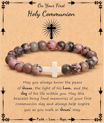 Vista 17 de Pulsera cruz JoycuFF para mujer, regalos de fe cristiana para mujer, joyería católica religiosa de Pascua, joyería cristiana, pulseras con cuentas