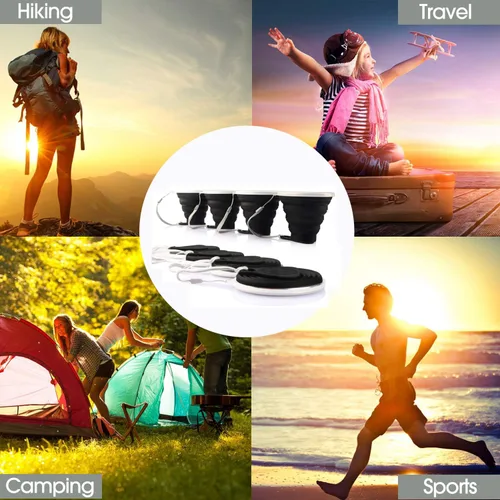 Vista 6 de ME.FAN Taza de viaje plegable de silicona - Taza de camping plegable con tapas de silicona - Juego de tazas de beber expandibles - Portátil