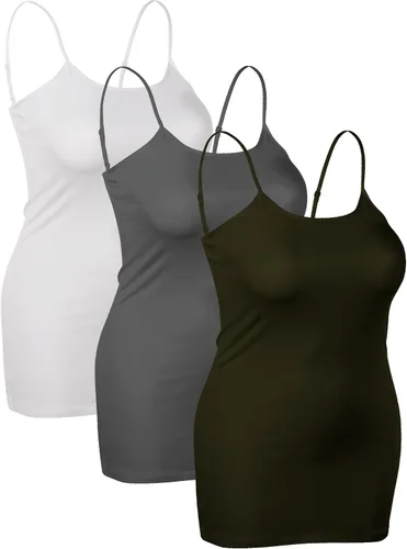 Vista 131 de Emmalise Camisola larga casual básica para mujer, con tirantes ajustables, top en capas