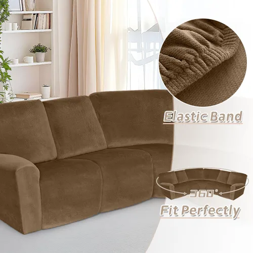 Vista 51 de Arfntevss Fundas de sofá seccional reclinable de terciopelo, Funda de sofá seccional de esquina para sofá reclinable, Funda elástica suave