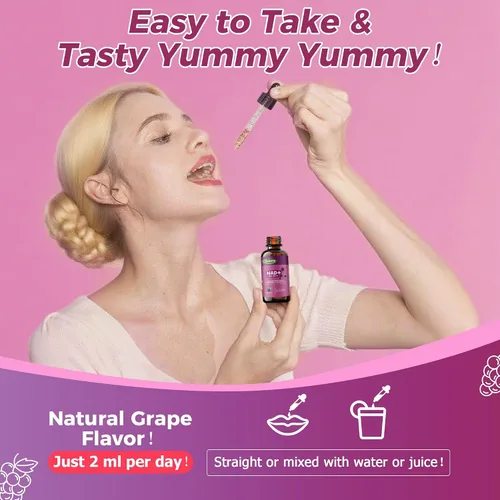 Vista 7 de NAD - Gotas de 1000 mg con cloruro de ribósido de nicotinamida, trans-resveratrol, tintura NAD Plus para proporcionar energía, estabilidad Mito*