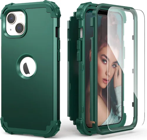 Vista 27 de IDweel Funda para iPhone 13 con Protector de Pantalla, para Funda iPhone 14, Híbrida Resistente a Golpes de Servicio Pesado Protección Cubierta Dura