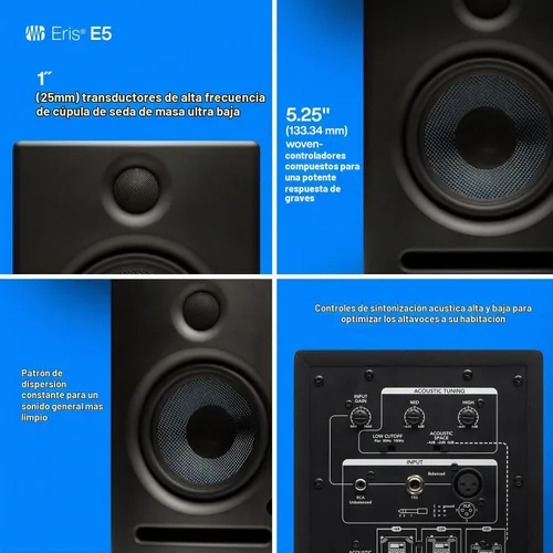 Vista 4 de PreSonus Eris E5 Par de monitores de estudio de campo cercano de 5.25" de 2 vías