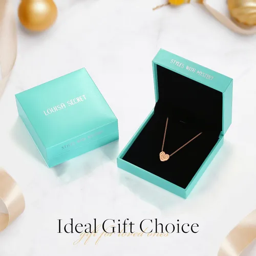 Vista 6 de LOUISA SECRET Rose Heart Pendant Necklace for Women Girls, 925 Sterling Silver Dainty Cute Rose Necklace, Birthday Anniversary Jewelry Gift for
