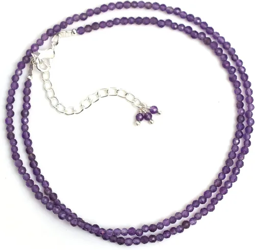 Vista 2 de Gempires - Collar natural, cuentas facetadas, cristales curativos de energía, cadena chapada en plata, regalo para ella, joyería de piedras