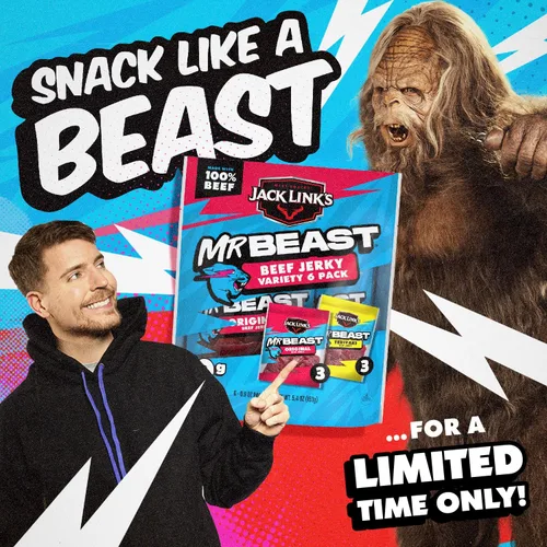 Vista 3 de Jack Link's MrBeast Original y Teriyaki - Cecina de res (paquete de 6) 5.4
