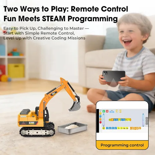 Vista 2 de mini RC Excavator Toy 1:64 Vehículo de construcción de aleación de control remoto