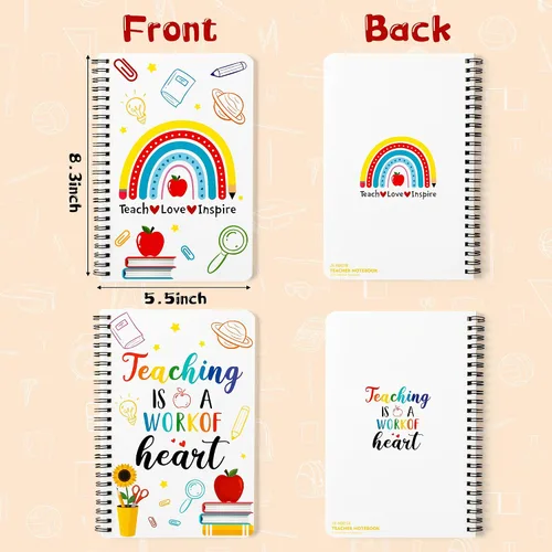 Vista 2 de Xqumoi - Paquete de 2 cuadernos espiral A5 para maestros, cuadernos de trabajo con líneas para enseñanza, diarios de escritura, suministros