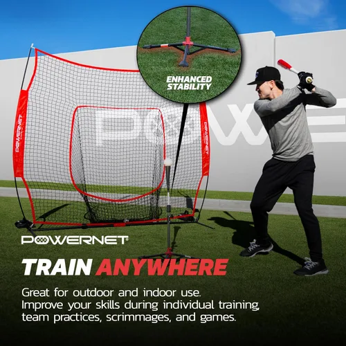 Vista 4 de PowerNet Baseball Softball Practice Net 7x7 with Baseball Accessories for Practice Pitching, Batting & Fielding, Ball Caddy, Weighted Baseballs, Tee