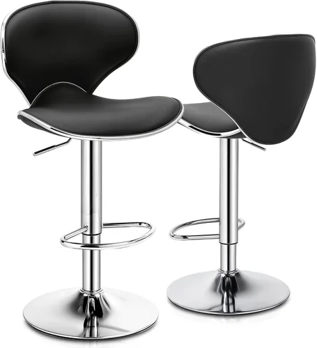 Vista 12 de Magshion Juego de 2 modernos taburetes de bar tapizados de terciopelo, taburetes de bar giratorios de altura ajustable para mostrador de cocina