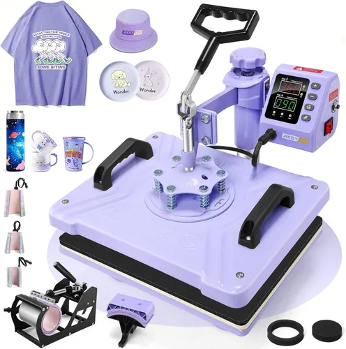 Vista 10 de AKEYDIY Prensa de calor, máquina de prensa de camisetas 5 en 1 de 15 x 12 pulgadas, máquina de transferencia de calor industrial digital de 360°
