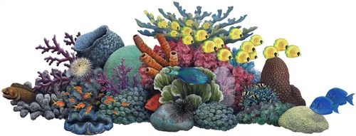 Vista 2 de Calcomanías de pared de arrecifes de coral tropicales y calcomanías de pared de peces tropicales colección mural