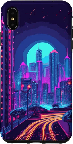 Vista 7 de Funda estética para iPhone 15 Vaporwave Anime City 80s 90s Futurism