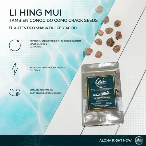 Vista 4 de Aloha Right Now - Dulce Li Hing Mui Crack Seed Ciruelas secas (8 onzas) - Caramelo Li Hing Mui para aperitivos y condimentar cualquier bebida helada