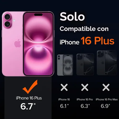 Vista 2 de ivoler Funda transparente 3 en 1 diseñada para iPhone 16 Plus de 6.7 pulgadas 2024 con 2 protectores de pantalla de vidrio templado, funda delgada