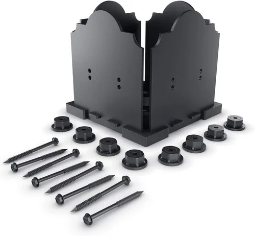 Vista 21 de OZCO Kit de base de poste de madera de hierro, 6 x 6 pulgadas, 1 kit con herrajes, negro
