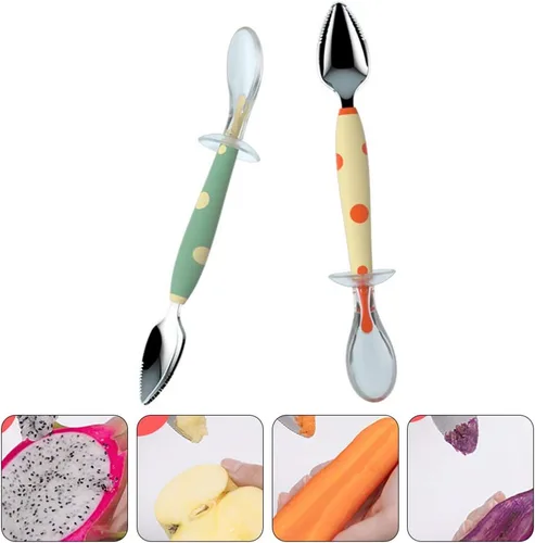 Vista 8 de Toddmomy Cucharas de pomelo medio dentado cítrico cucharas de postre vintage cucharas de postre cuchara dentada vajilla de comida para bebés