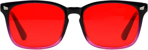 Vista 32 de TIJN Gafas de dormir con bloqueo de luz verde azul, lente de luz roja para juegos de computadora, fatiga de pantalla y protección UV Negro