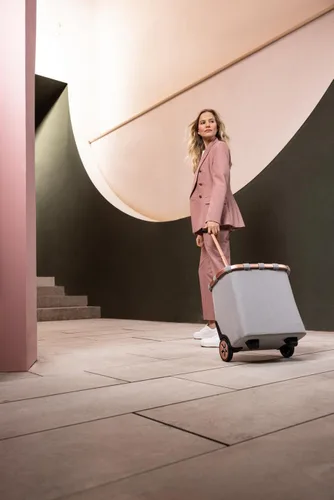 Vista 7 de reisenthel Carrycruiser Twist Sky Rose - Carrito de compras portátil con marco de aluminio resistente, correa para el hombro y bolsa