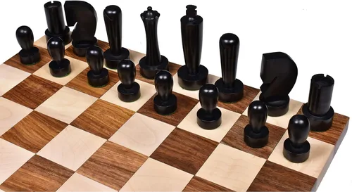 Vista 9 de RoyalChessMall-Berliner - Juego de piezas de ajedrez minimalista moderno de 3.9 pulgadas, boj ebonizado ponderado