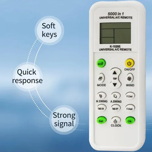 Vista 2 de Control remoto universal de CA, compatible con múltiples marcas 5000 en 1, modelo K-1028E, pantalla LCD