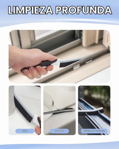 Vista 2 de Cleangor Cepillos de limpieza de grietas, cepillo de limpieza para espacios pequeños difíciles de alcanzar, artículos esenciales para el hogar Negro