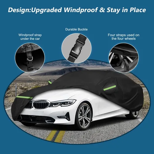 Vista 3 de Funda impermeable para coche para BMW Serie 3 M3 M340i 340i 335i 330i 328i 320i 2007-2023 E90 F30 G20, 210D Oxford con forro de algodón