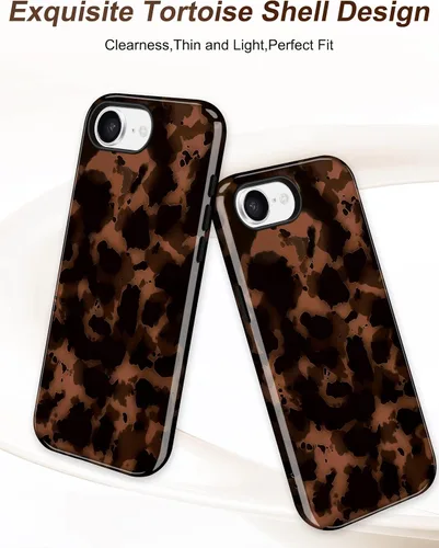 Vista 407 de Jusy Funda compatible con MagSafe con estampado de caparazón de tortuga marrón para iPhone 7/8/SE, cubierta protectora de TPU suave magnética