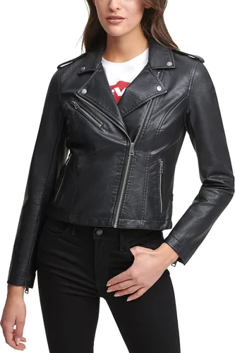 Vista 2 de Levi's Chaqueta de moto clásica de piel sintética para mujer (talla regular y grande)