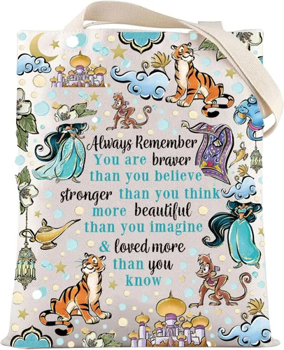 Vista 7 de LEVLO Bolsa de maquillaje de princesa árabe con cremallera para fanáticos del cine (Always Jasm)