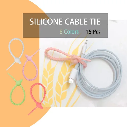 Vista 2 de 16 bridas de silicona reutilizables, multiusos, correas de cable de doble bloqueo, organizador de cables, para el hogar, oficina, cocina, escuela