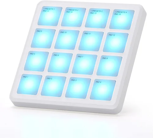 Vista 11 de M-VAVE Controlador de teclado USB MIDI de 25 teclas con 16 almohadillas de batería retroiluminadas, Bluetooth, teclado dinámico semi-pesado